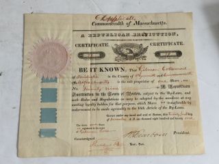General Henry Dearborn AUTOGRAPHED STOCK CERTIFICATE Signed c1821 Boston L3 6