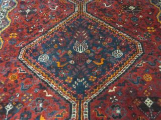 6 ' X 9 ' Antique Hand Made Persian Shiraz Wool Veg Dyes Rug Birds M700 4