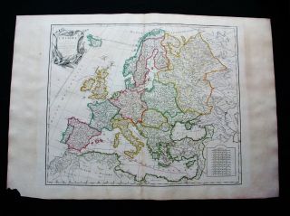 1757 Vaugondy - " Big Folio Map " Of Europe,  Lithuania,  Malta Latvia England Italy