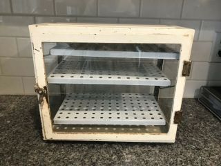 Vintage Metal Glass Antiseptic Sterilizer Counter Wall Cabinet