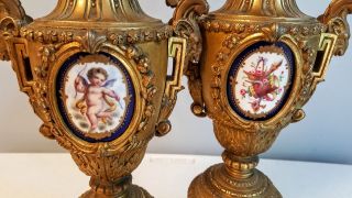 Louis XVI Gilt Bronze Clock Set Sevres Porcelain Mounted,  REMARKABLE 19th Ct. 10
