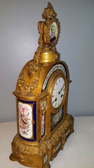 Louis XVI Gilt Bronze Clock Set Sevres Porcelain Mounted,  REMARKABLE 19th Ct. 3
