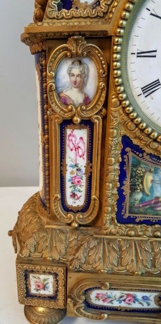 Louis XVI Gilt Bronze Clock Set Sevres Porcelain Mounted,  REMARKABLE 19th Ct. 7