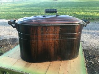 Old Solid Copper " Atlantic " Copper Boiler / Canner / Wash Tub,  S/h