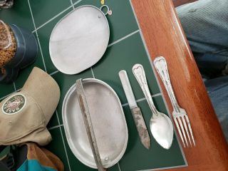 Ww1 Us Mess Kit,  Knife,  Fork,  And Spoon