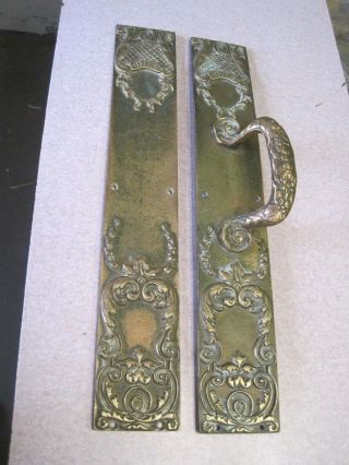 17 1/8 X 2 3/4 Set 2 Solid Brass Bronze Floral Flower Pull Door Pull Push Plate
