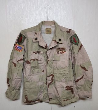 Rare 1999 Vintage Us Army Desert Camo Bdu Jacket Shirt,  Patch Military Clothes