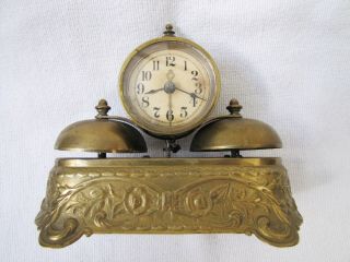 Rare Fine Antique Early 19 Century Brass Double Bell Alarm Clock