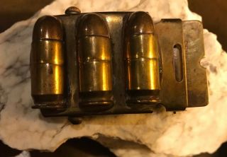 Rare Antique Korean War Era Military Brass Belt Buckle 3 R42 Bullets