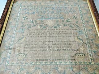 Antique 1834 Cross Stitch Needlework Framed 