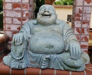 Huge 150 Lb Jade Laughing Buddha Belly Statue.