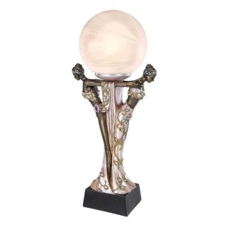Art Deco Maiden Muses Statue Frosted Glass Globes Illuminated Sculpture Lamp
