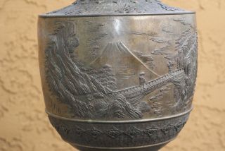 Antique Japanese Meij Bronze Vase,  