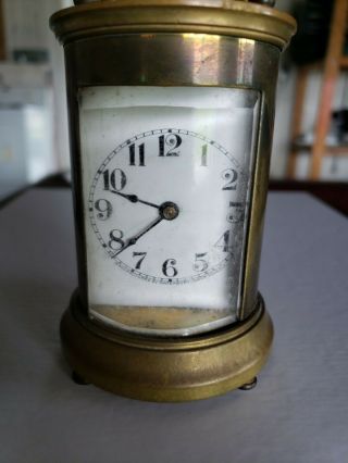 Vintage Brass Cylinder Carriage Clock W/alarm
