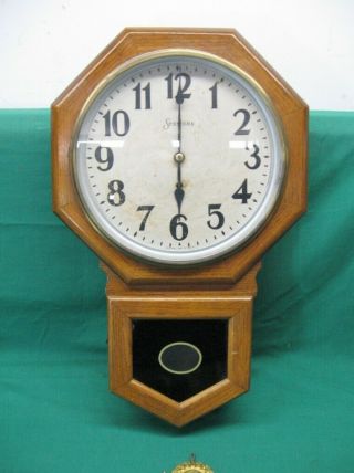 Antique Sessions 12 " Office Wall Clock Time Only Runs Great; Serviced 1915