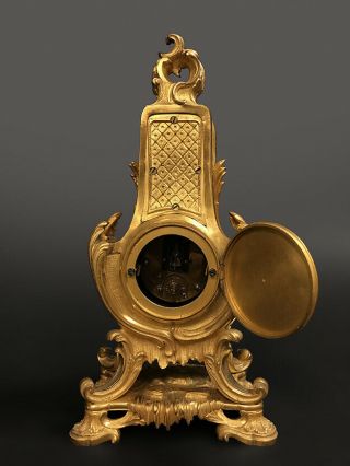 19th C.  French Gilt bronze & Champleve Table Clock 2