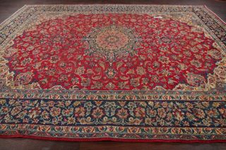 Vintage Traditional Persian Oriental Area Rug Floral Hand - Knotted Red Wool 10x13