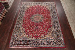 VINTAGE Traditional Persian Oriental AREA Rug Floral Hand - Knotted RED Wool 10x13 3