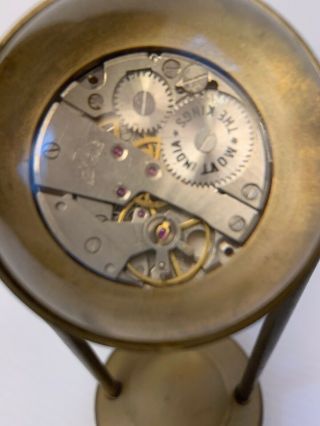PRE 1947 GLASS ORB - DESK CLOCK - THE KING ' S INDIA 17 JEWEL MOVEMENT,  Good 5