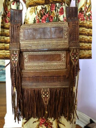 Vintage Tuareg Morrocan Leather Fringe Bag