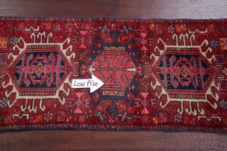 Antique Geometric Tribal Heriz Persian Runner Rug Hand - Knotted Oriental RED 2x5 10