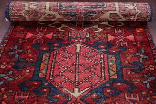 Antique Geometric Tribal Heriz Persian Runner Rug Hand - Knotted Oriental RED 2x5 11