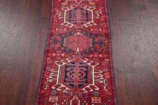 Antique Geometric Tribal Heriz Persian Runner Rug Hand - Knotted Oriental RED 2x5 4