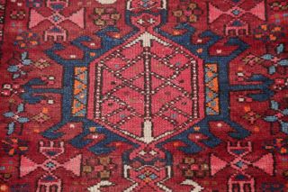Antique Geometric Tribal Heriz Persian Runner Rug Hand - Knotted Oriental RED 2x5 7
