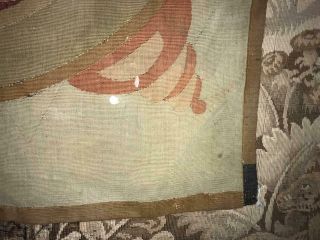 1.  2 m LARGE SCALE TIMEWORN 19th CENTURY FRENCH AUBUSSON TAPESTRY FRAGMENT 11