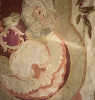 1.  2 m LARGE SCALE TIMEWORN 19th CENTURY FRENCH AUBUSSON TAPESTRY FRAGMENT 4
