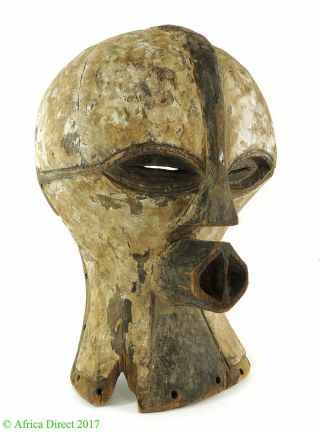 Songye Kifwebe Mask Female White Congo African Art 20 Inch Was $290.  00