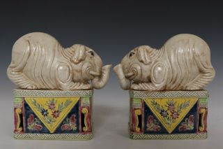 Fine Chinese Pair Elephant Porcelain Statues