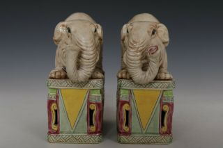 Fine Chinese Pair Elephant Porcelain Statues 2