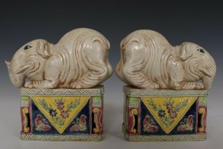 Fine Chinese Pair Elephant Porcelain Statues 3