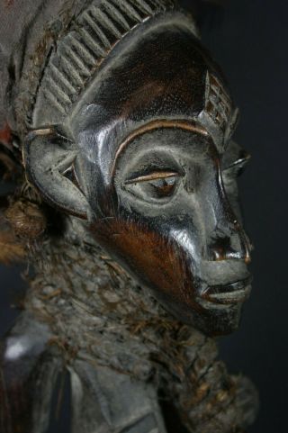 Large CHOKWE Female African ancestor statue with feather headdress,  TRIBAL ART 8