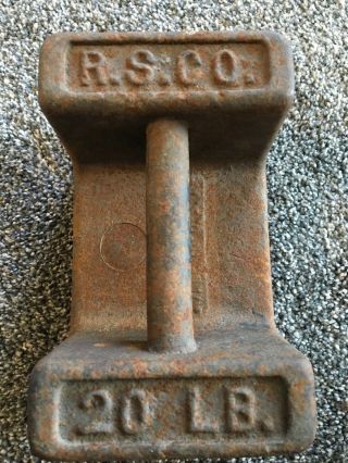 R.  S Co Richardson Scale 20 LB weight Door Stop Antique Vintage Strong Man 2