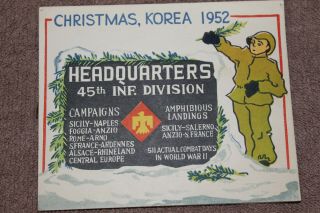 Korean War 45th Infantry Division Hq In Korea,  1952 D.  Christmas Card