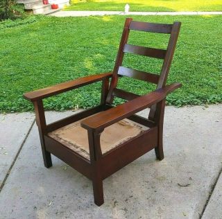 Antique Arts & Crafts Mission Morris Chair Recliner Stickley Brothers Mahogany 2