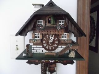 vtg cuckoo clock Hubert Herr Black Forest Triberg Germany Chalet ALL WOOD 2
