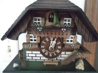 vtg cuckoo clock Hubert Herr Black Forest Triberg Germany Chalet ALL WOOD 3