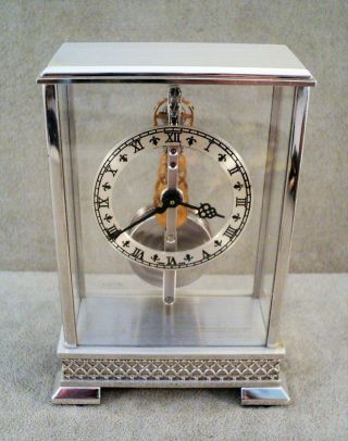 Unique Vtg Jaeger - Lecoultre Miniature Desk Clock 8 - Day Skeleton Perfect - Estate