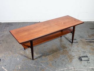 Mid Century Danish Modern Coffee Table Surfboard Shelf Solid Teak Wood Denmark
