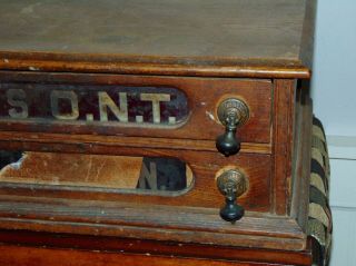 ANTIQUE CLARK ' S SPOOL CABINET Needs TLC TWO DRAWER Sewing 3