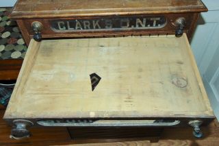 ANTIQUE CLARK ' S SPOOL CABINET Needs TLC TWO DRAWER Sewing 8