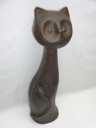 Vtg Cast Iron Cat Doorstop Mcm Art Deco Sculpture Atomic Danish Modern Jere Era 2