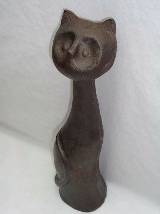 Vtg Cast Iron Cat Doorstop Mcm Art Deco Sculpture Atomic Danish Modern Jere Era 4