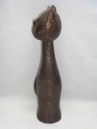 Vtg Cast Iron Cat Doorstop Mcm Art Deco Sculpture Atomic Danish Modern Jere Era 7