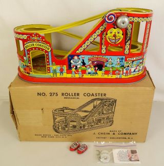 Chein 275 1st Edition 1949 Tin Litho Wind - Up Roller Coaster - Ex.  In Orig.  Box