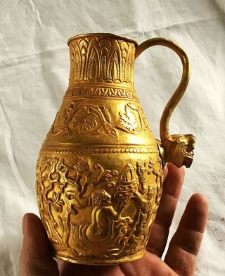 RARE SOLID GOLD NEAR EASTERN SCYTHIAN ADAM EVE CEREMONIAL JUG X 139.  7 GRMS 23CT 2