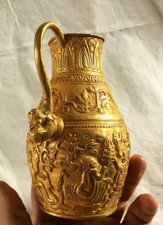 RARE SOLID GOLD NEAR EASTERN SCYTHIAN ADAM EVE CEREMONIAL JUG X 139.  7 GRMS 23CT 7